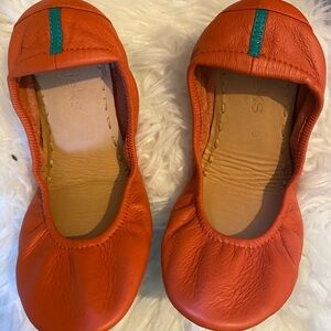 Tieks Orange Leather Ballet Flats size 8